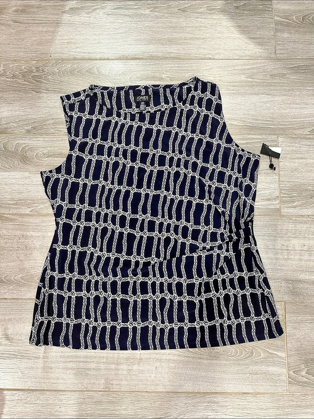 Jones New York Geometric Tank Top in Blue & White Size XL new